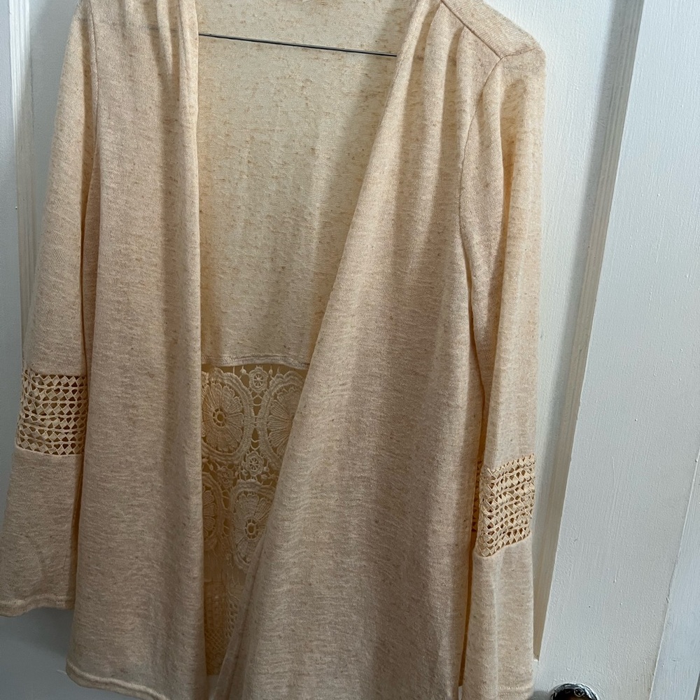 ODDY Cream Lace-Back Cardigan Boho Festival Sz S
